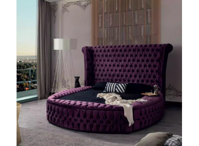 Okrągłe Chesterfield Łóżko Lila łóżka Meble Aksamit Włókienniczy Hotel Obiekt Double