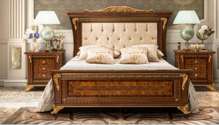 Łóżko Design 2x Szafki nocne Zestaw Sypialnia 3-częściowy Meble Classic bed
