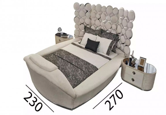 Sypialnia Łóżko 2x Szafki nocne Zestaw luksusowych łóżek Kompletny Design Meble