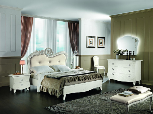 Design Meble Classic Luksusowe łóżko Nowe Łóżko 2x Stolik nocny Sypialnia Zestaw 3szt