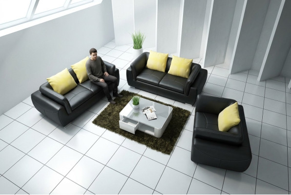 Skórzana sofa kanapa Żywy krajobraz 3+2+1 miejsce do siedzenia Ustawić Design Modern Sofa F_3014D