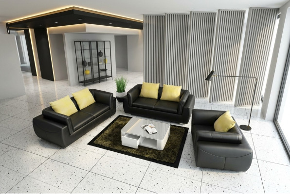 Skórzana sofa kanapa Żywy krajobraz 3+2+1 miejsce do siedzenia Ustawić Design Modern Sofa F_3014D