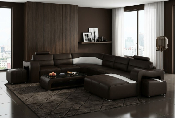 Skórzana sofa kanapa Żywy krajobraz Narożnikowa kanapa Narożnik Ustaw Design Modern Sofa