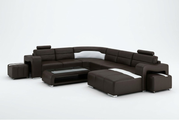 Skórzana sofa kanapa Żywy krajobraz Narożnikowa kanapa Narożnik Ustaw Design Modern Sofa