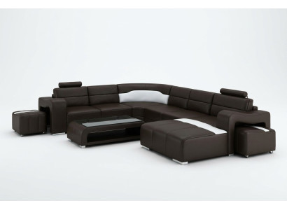 Skórzana sofa kanapa Żywy krajobraz Narożnikowa kanapa Narożnik Ustaw Design Modern Sofa