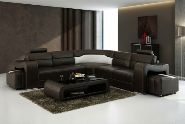Skórzana sofa kanapa Żywy krajobraz Narożnik kanapa Narożnik Ustaw Design Modern Sofa F3008B