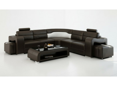 Skórzana sofa kanapa Żywy krajobraz Narożnik kanapa Narożnik Ustaw Design Modern Sofa F3008B