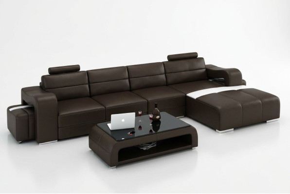 Skórzana sofa kanapa Żywy krajobraz Narożnik kanapa Narożnik Ustaw Design Modern Sofa F3008C