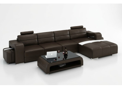 Skórzana sofa kanapa Żywy krajobraz Narożnik kanapa Narożnik Ustaw Design Modern Sofa F3008C