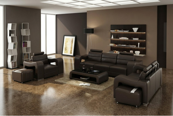 Skórzana sofa kanapa Żywy krajobraz 3+2+1 miejsce do siedzenia Ustawić Design Modern Sofa F3008D