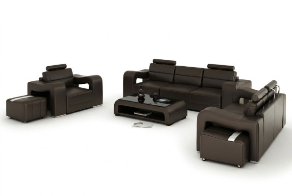 Skórzana sofa kanapa Żywy krajobraz 3+2+1 miejsce do siedzenia Ustawić Design Modern Sofa F3008D