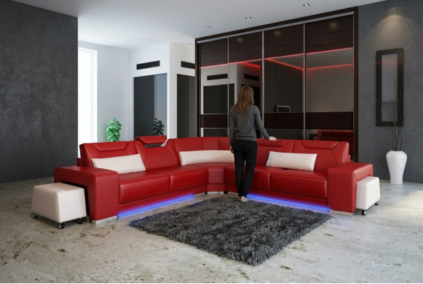 Skórzana sofa kanapa Żywy krajobraz Narożnik kanapa Narożnik Ustaw Design Modern Sofa F3011B