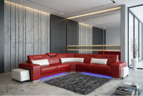 Skórzana sofa kanapa Żywy krajobraz Narożnik kanapa Narożnik Ustaw Design Modern Sofa F3011B