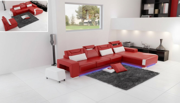 Skórzana sofa kanapa Żywy krajobraz Narożnik kanapa Narożnik Ustaw Design Modern Sofa F3011C