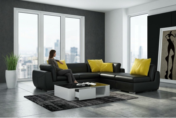Sofa skórzana kanapa Żywy krajobraz Narożnik kanapa Narożnik Ustawić Design Nowoczesna Sofa F3014 Nowość