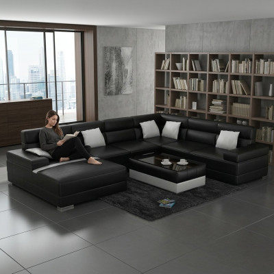 Sofa skórzana kanapa Żywy krajobraz Narożnik kanapa Narożnik Ustawić Design Nowoczesna Sofa F3016 Nowość