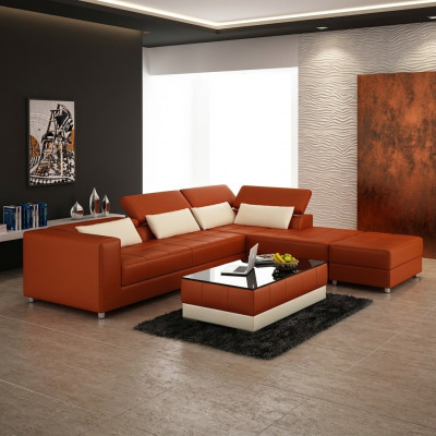 Skórzana sofa kanapa Żywy krajobraz Narożnikowa kanapa Narożnik Ustaw Design Modern Sofa F3018