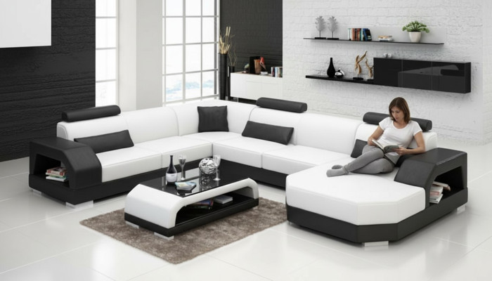 Skórzana sofa kanapa Żywy krajobraz Narożnik kanapa Narożnik Ustaw Design Modern Sofa G8001