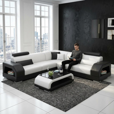 Skórzana sofa kanapa Żywy krajobraz Narożnik kanapa Narożnik Ustaw Design Modern Sofa G8001B