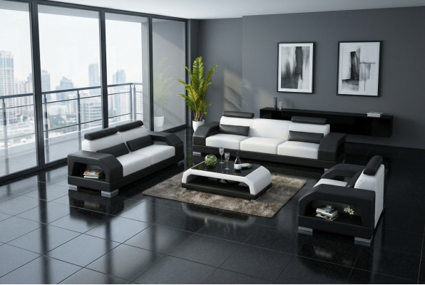 Skórzana sofa kanapa Żywy krajobraz 3+2+1 miejsce do siedzenia Ustawić Design Modern Sofa G8001D