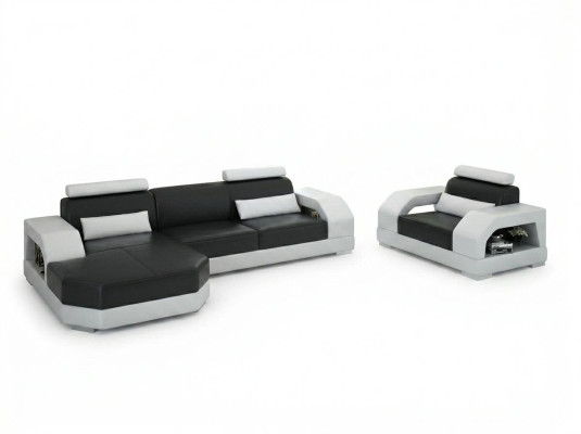Skórzana sofa kanapa Żywy krajobraz Narożnikowa kanapa + 1 miejsce do siedzenia Ustawić Design Modern G8001E