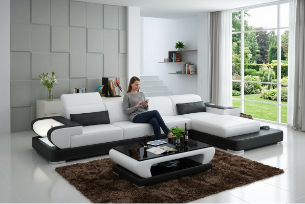 Skórzana sofa kanapa Żywy krajobraz Narożnik kanapa Narożnik Ustaw Design Modern Sofa G8002C