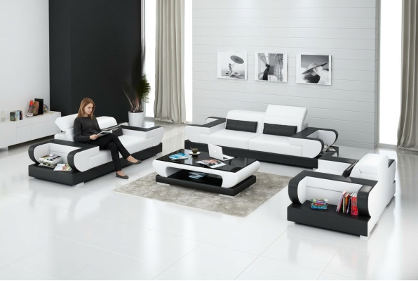 Skórzana sofa kanapa Żywy krajobraz 3+2+1 miejsce do siedzenia Ustawić Design Modern Sofa G8002D
