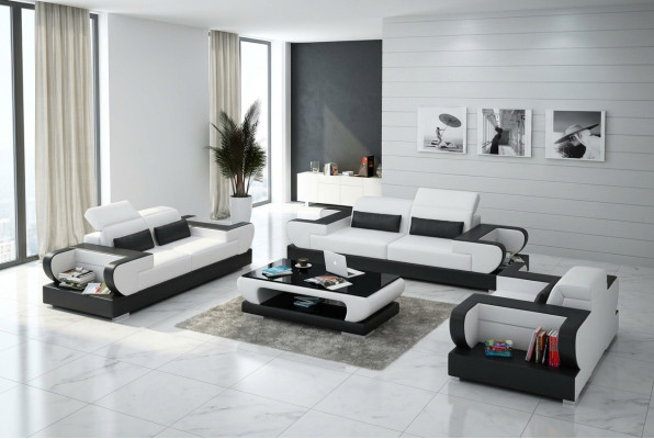 Skórzana sofa kanapa Żywy krajobraz 3+2+1 miejsce do siedzenia Ustawić Design Modern Sofa G8002D