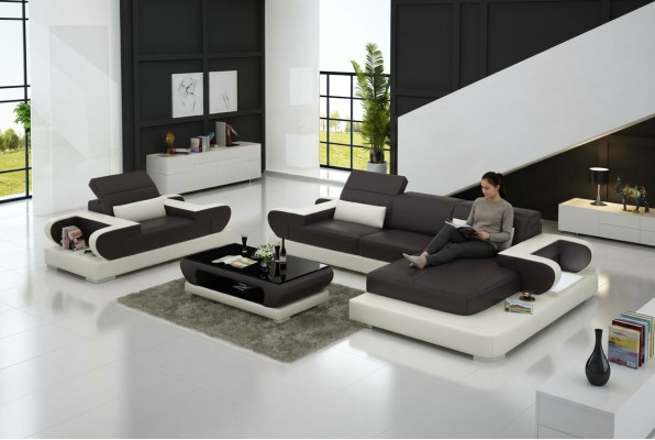 Design XXL Duża Sofa Narożnikowa kanapa Skórzana Sofa Kanapa Fotel Podkładka Żywy krajobraz G8002E