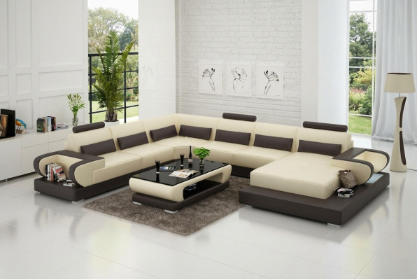 Skórzana sofa kanapa Żywy krajobraz Narożnik kanapa Narożnik Ustaw Design Modern Sofa G8003