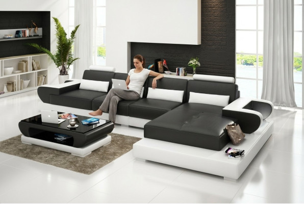 Skórzana sofa kanapa Żywy krajobraz Narożnik kanapa Narożnik Ustaw Design Modern Sofa G8003C