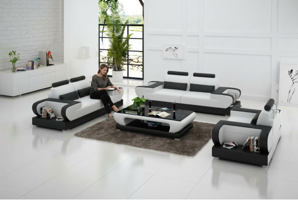 Skórzana sofa kanapa Żywy krajobraz 3+2+1 miejsce do siedzenia Ustawić Design Modern Sofa G8003D