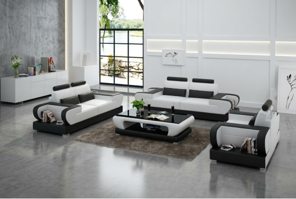 Skórzana sofa kanapa Żywy krajobraz 3+2+1 miejsce do siedzenia Ustawić Design Modern Sofa G8003D