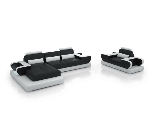 Design XXL Duża Sofa Narożnikowa kanapa Skórzana Sofa Kanapa Podkładka Narożnik Żywy krajobraz G8003E