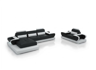 Design XXL Duża Sofa Narożnikowa kanapa Skórzana Sofa Kanapa Podkładka Narożnik Żywy krajobraz G8003E