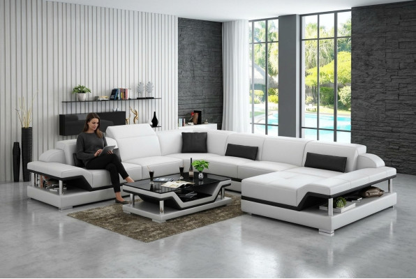 Skórzana sofa kanapa Żywy krajobraz Narożnik kanapa Narożnik Ustaw Design Modern Sofa G8004