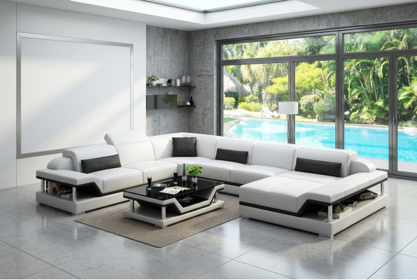 Skórzana sofa kanapa Żywy krajobraz Narożnik kanapa Narożnik Ustaw Design Modern Sofa G8004