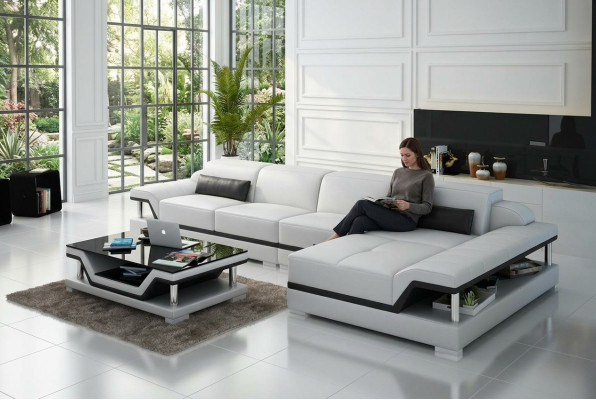 Designerska skórzana sofa kanapa Podkładka Zestaw narożny zestaw do siedzenia Skóra Couchen 8004C