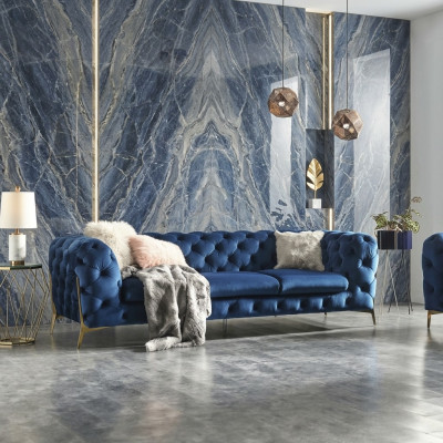 Chesterfield Włókienniczy Sofa Podkładka Siedziba Couch Big XXL 3 miejsce do siedzenia Materiałowe kanapy