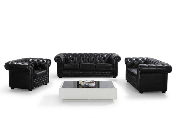 Chesterfield Design Luxury Podkładka Sofa Kanapa Siedziba Ustawić Skórę 3 miejsce siedzące #606