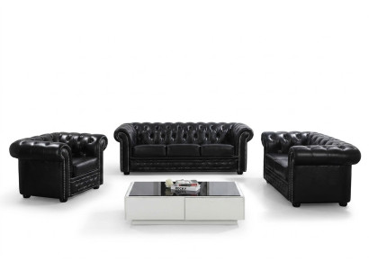 Chesterfield Design Luxury Podkładka Sofa Kanapa Siedziba Ustawić Skórę 3 miejsce siedzące #606