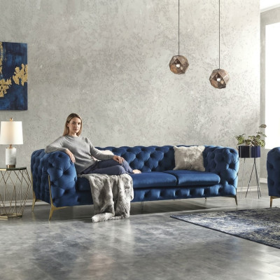 Chesterfield Noble Designer Couch Podkładka Materiał Włókienniczy Aksamit Sofa Luxury Couches