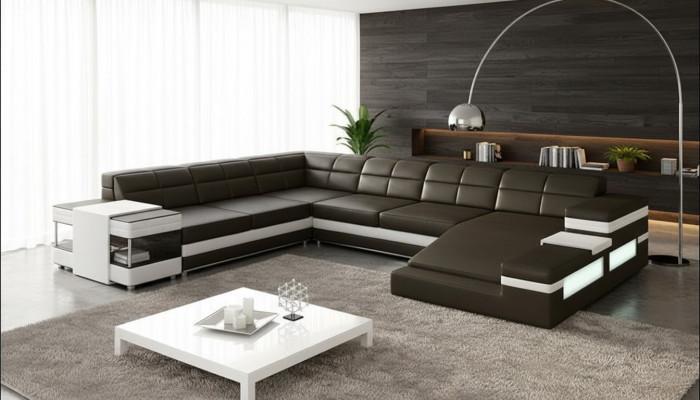 Skórzana sofa kanapa Żywy krajobraz Narożnik kanapa Narożnik Ustawić Design Modern Sofa 1201B