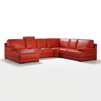Skórzana sofa Żywy krajobraz Narożnikowa kanapa Podkładka Narożnik Siedziba Couch Ustawić U Form XXL Big