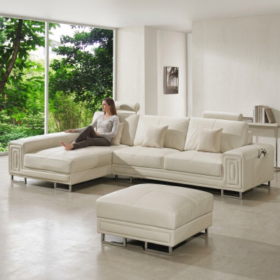 Skórzana sofa sofa kanapa Podkładka Narożnik Ustawić 190x334cm Żywy krajobraz L kształt 2055