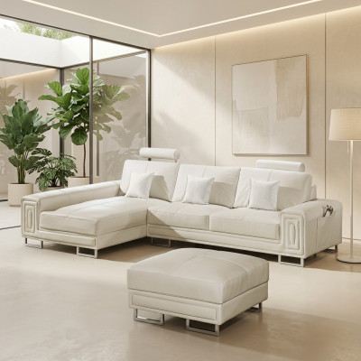 Skórzana sofa sofa kanapa Podkładka Narożnik Ustawić 190x334cm Żywy krajobraz L kształt 2055