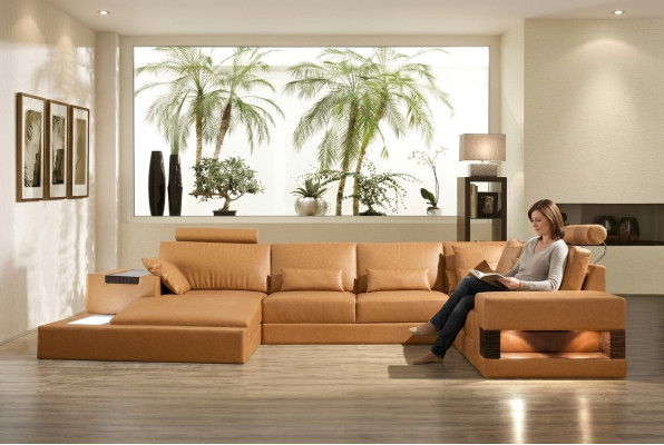 Duża skórzana sofa xxl Sofa Podkładka Narożnik salon Ustaw u formularza Żywy krajobraz