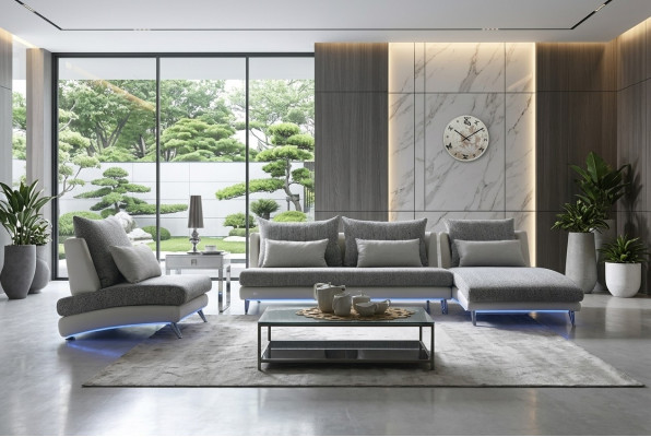 Modern Design Narożnikowa kanapa Podkładka Kanapa Ustawić 155x390cm Materiał Włókienniczy Sofa Narożnik