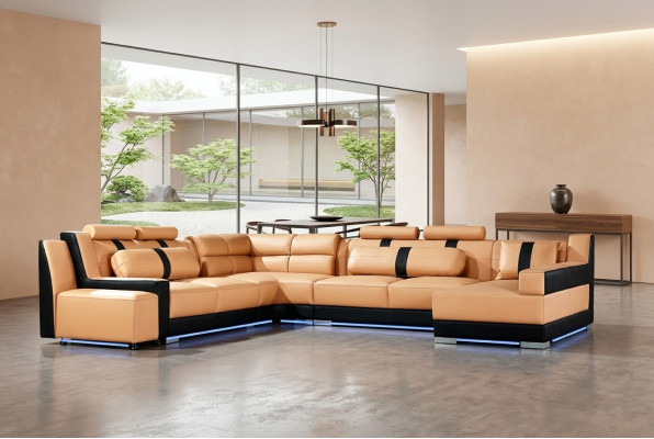 XXL U Shape Skóra Żywy krajobraz Kanapa Podkładka Siedziba Narożnikowa kanapa Sofa Duża Ustawić