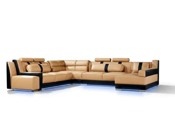 XXL U Shape Skóra Żywy krajobraz Kanapa Podkładka Siedziba Narożnikowa kanapa Sofa Duża Ustawić